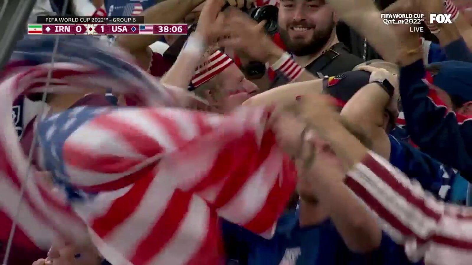 USA's Christian Pulisic scores goal vs. Iran in 38' 