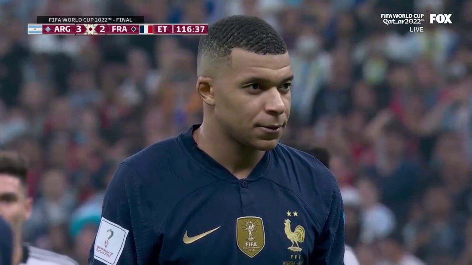 Kylian Mbappe levels in extra time