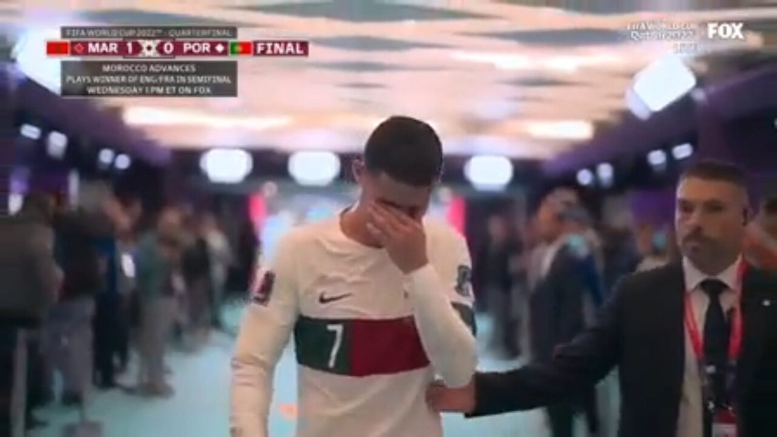 Emotional Cristiano Ronaldo leaves the pitch after Morocco eliminates Portugal 